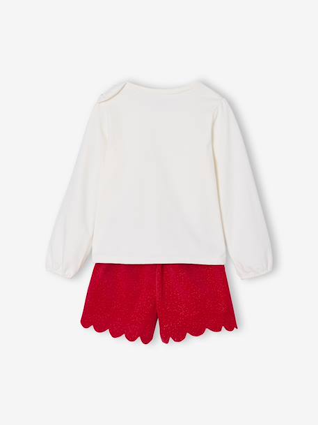 Ensemble fille noël t-shirt et short velours pailleté rouge 5 - vertbaudet enfant 