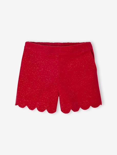 Ensemble fille noël t-shirt et short velours pailleté rouge 4 - vertbaudet enfant 
