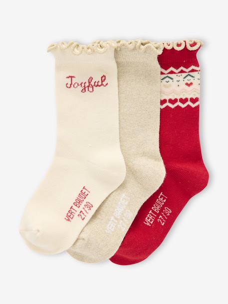 Coffret 3 paires de chaussettes Noël fille Assorties 3 - vertbaudet enfant 