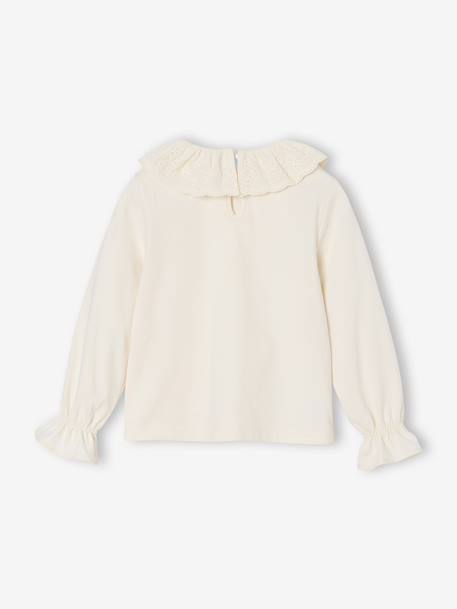 Tee-shirt fille col broderie anglaise écru 3 - vertbaudet enfant 