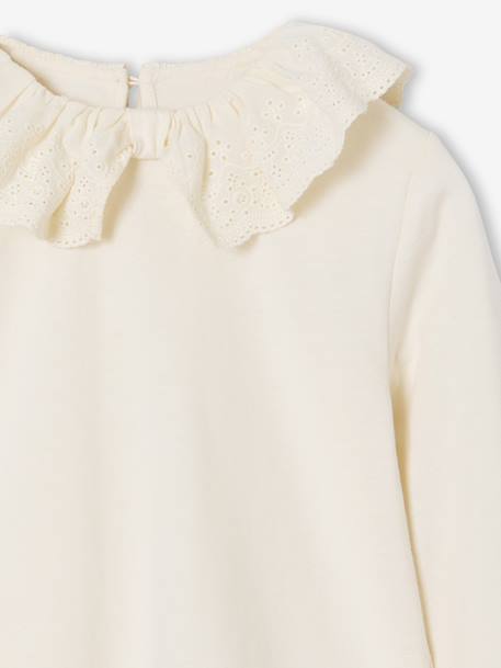 Tee-shirt fille col broderie anglaise écru 4 - vertbaudet enfant 