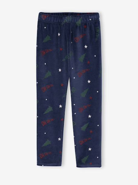 Pyjama velours Noël garçon haut imprimé bas rayé marine 3 - vertbaudet enfant 