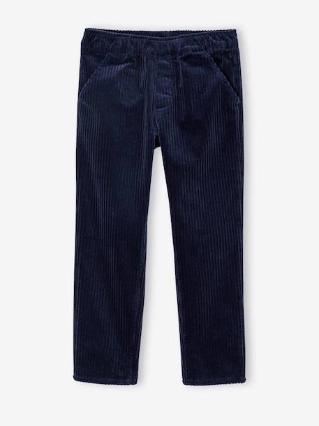 Pantalon en velours côtelé garçon facile à enfiler bleu ardoise+marine 13 - vertbaudet enfant 