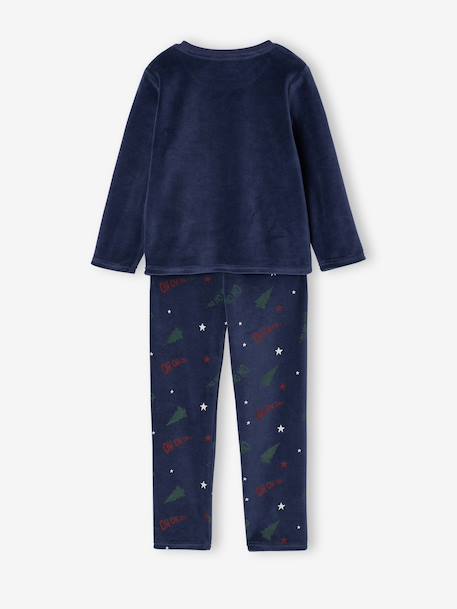 Pyjama velours Noël garçon haut imprimé bas rayé marine 5 - vertbaudet enfant 
