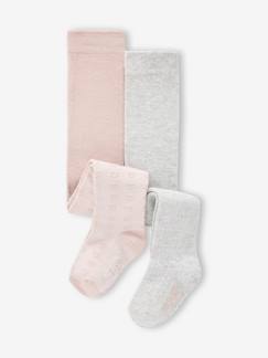 -Lot de 2 paires de collants bébé fille