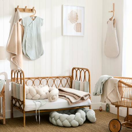 Gigoteuse ouatinée en gaze de coton beige rayé galet (0-6 mois) Beige, blanc 3 - vertbaudet enfant 