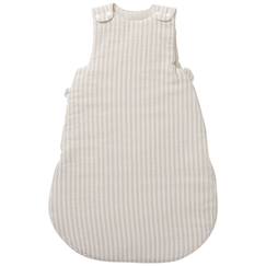 Linge de maison et décoration-Linge de lit bébé-Gigoteuse-Gigoteuse ouatinée en gaze de coton beige rayé galet (0-6 mois)