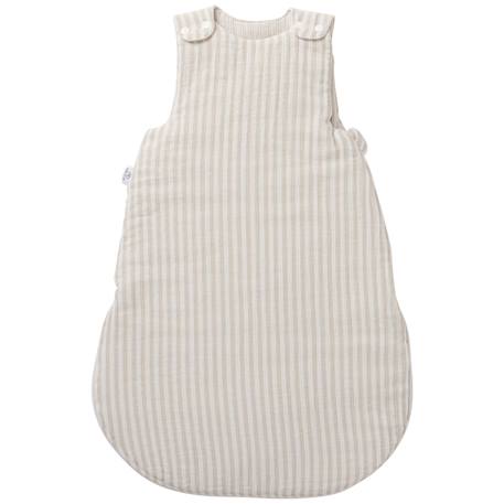 Gigoteuse ouatinée en gaze de coton beige rayé galet (0-6 mois) Beige, blanc 1 - vertbaudet enfant 