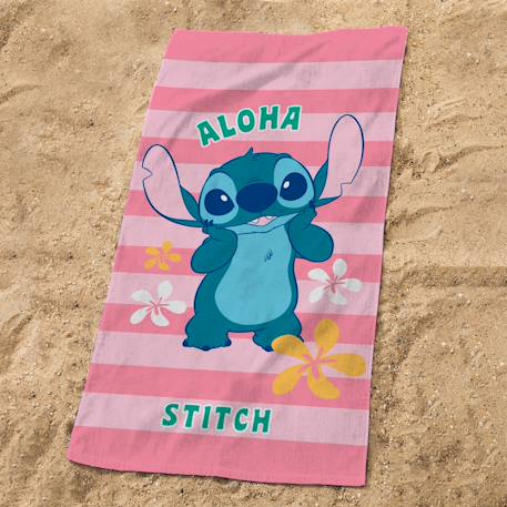 Serviette de bain et de plage imprimée 100% coton, disney home stitch ohana Rose 2 - vertbaudet enfant 