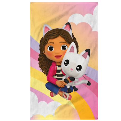 Serviette de bain et de plage imprimée 100% coton, gabby et la maison magique rainbow Rose 1 - vertbaudet enfant 