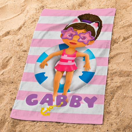 Serviette de bain et de plage imprimée 100% coton, gabby et la maison magique pink Rose 2 - vertbaudet enfant 