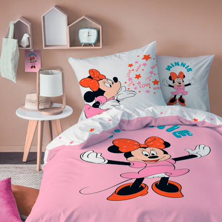 Parure de lit imprimée 100% coton, disney home minnie happy Rose 1 - vertbaudet enfant 