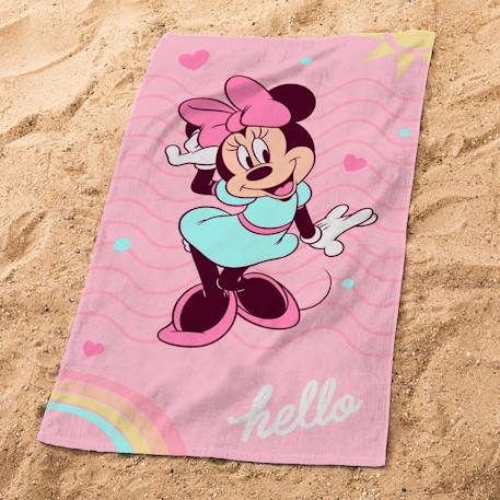 Serviette de bain et de plage imprimée 100% coton, disney home minnie hello Rose 3 - vertbaudet enfant 