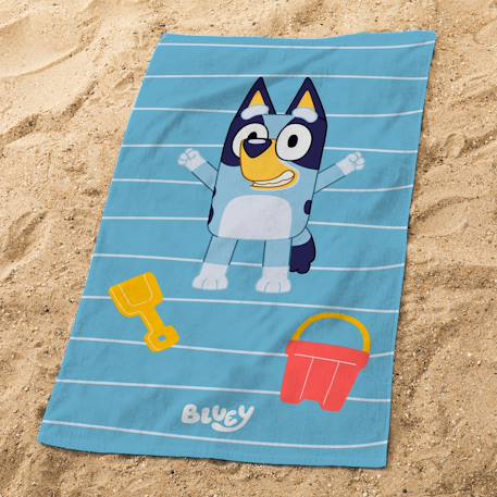 Serviette de bain et de plage imprimée 100% coton, bluey hourra Bleu 2 - vertbaudet enfant 