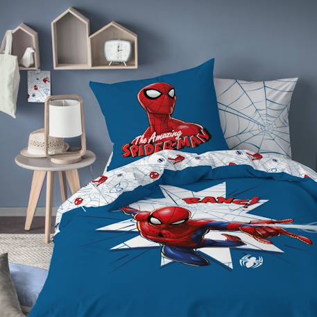 Parure de lit imprimée 100% coton, spiderman home jumping Bleu 1 - vertbaudet enfant 