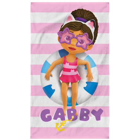 Serviette de bain et de plage imprimée 100% coton, gabby et la maison magique pink Rose 1 - vertbaudet enfant 