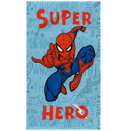 Serviette de bain et de plage imprimée 100% coton, spiderman home sketches Bleu/rouge 1 - vertbaudet enfant 