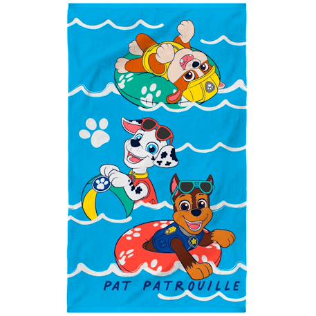 Serviette de bain et de plage imprimée 100% coton, pat patrouille water Bleu 1 - vertbaudet enfant 