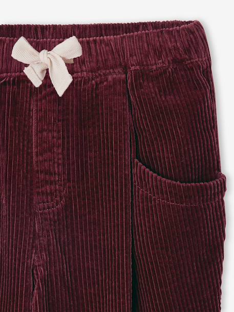 Pantalon fille velours forme loose bordeaux+Léopard+vieux rose 3 - vertbaudet enfant 