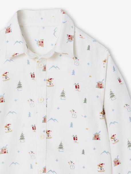 Chemise garçon noël en flanelle Imprimée blanc imprimé 3 - vertbaudet enfant 