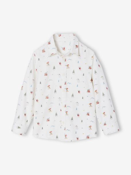 Chemise garçon noël en flanelle Imprimée blanc imprimé 1 - vertbaudet enfant 