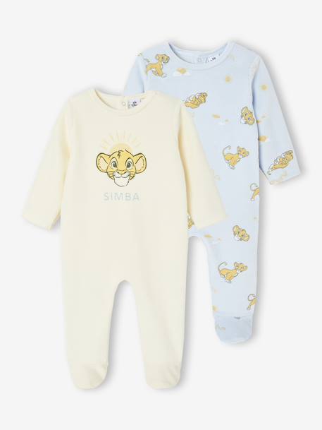 Lot de 2 dors-bien Disney Le Roi Lion en velours bleu ciel + écru 1 - vertbaudet enfant 