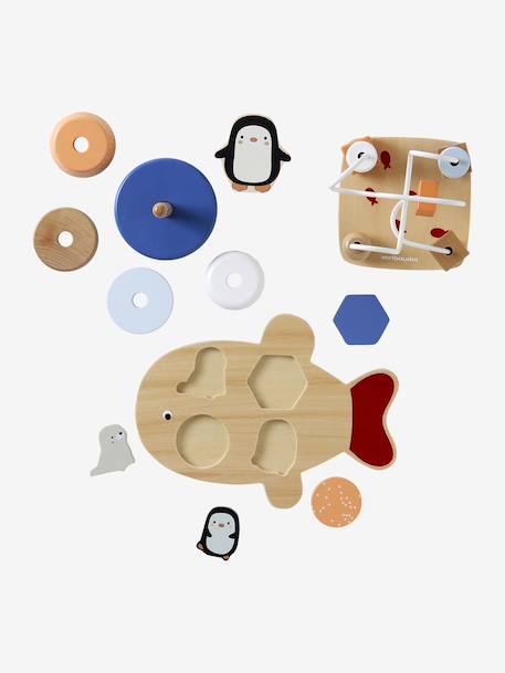 Coffret 3 jeux d'éveil BANQUISE en bois FSC® blanc 3 - vertbaudet enfant 