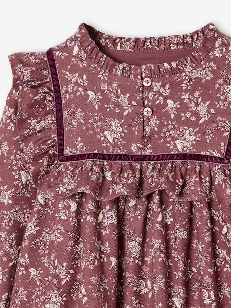 Robe fille flanelle imprimée fleurs prune 4 - vertbaudet enfant 