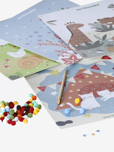 Coffret de tableaux à pompons multicolore 3 - vertbaudet enfant 
