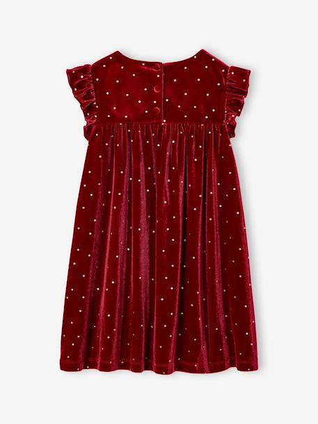 Robe fille noël à noeud velours lisse rouge 2 - vertbaudet enfant 