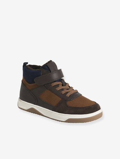 Baskets enfant garçon synthétique fourrées élastiquées et scratch marron 1 - vertbaudet enfant 