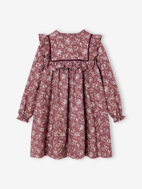 Robe fille flanelle imprimée fleurs prune 3 - vertbaudet enfant 