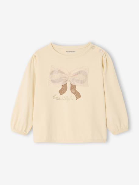 T-shirt bébé manches longues avec noeud en tulle vanille 1 - vertbaudet enfant 