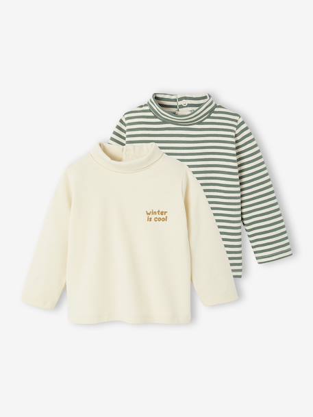 Lot de 2 T-shirts col roulé marine+vanille 7 - vertbaudet enfant 