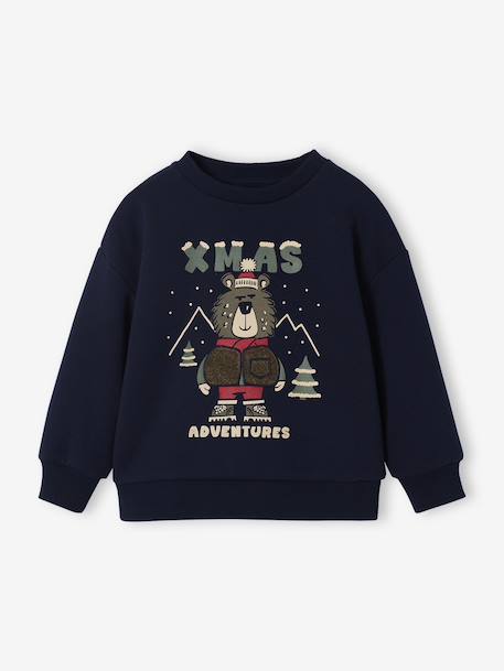 Sweat garçon noël motif ours marine 2 - vertbaudet enfant 