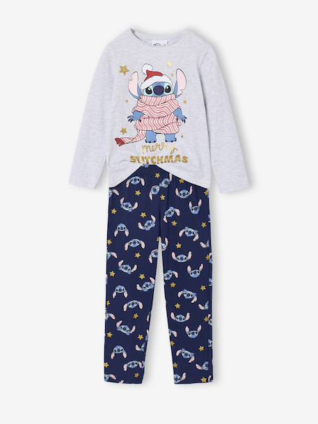 Pyjama fille noël Disney Lilo & Stitch gris chiné/marine 1 - vertbaudet enfant 