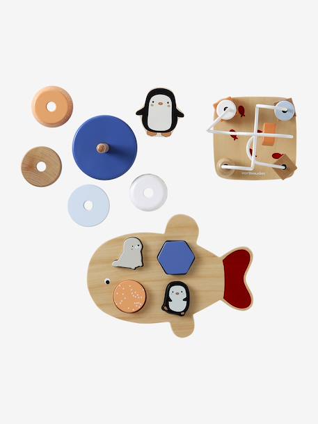 Coffret 3 jeux d'éveil BANQUISE en bois FSC® blanc 4 - vertbaudet enfant 