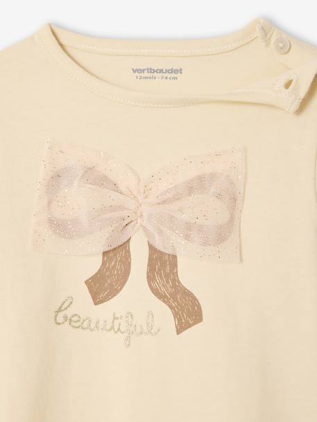 T-shirt bébé manches longues avec noeud en tulle vanille 2 - vertbaudet enfant 