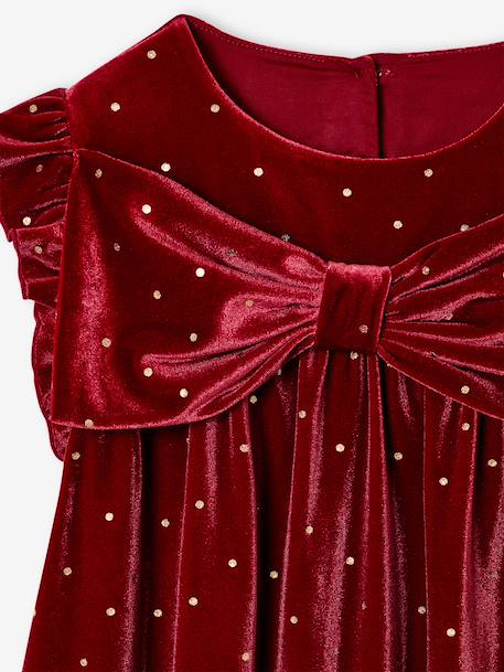 Robe fille noël à noeud velours lisse rouge 3 - vertbaudet enfant 
