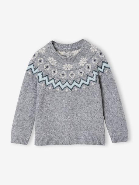 Pull mixte jacquard noël capsule famille gris chiné 5 - vertbaudet enfant 
