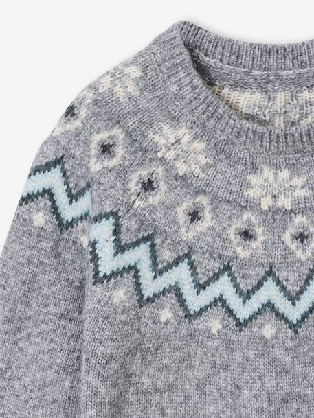 Pull mixte jacquard noël capsule famille gris chiné 4 - vertbaudet enfant 