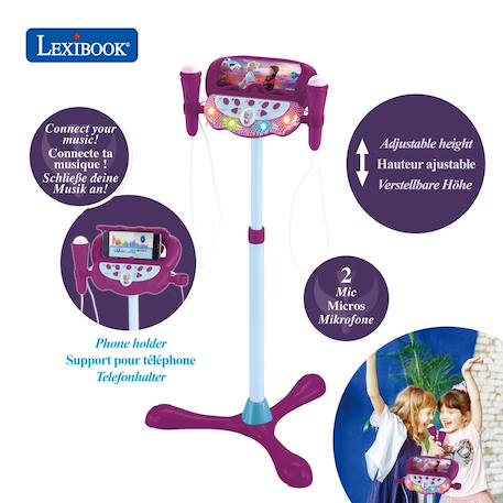 Microphone sur pied enceinte bluetooth reine des neiges Violet 2 - vertbaudet enfant 