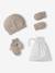 Ensemble naissance bonnet, moufles et chaussons et son pochon personnalisable beige chiné+blanc 6 - vertbaudet enfant 