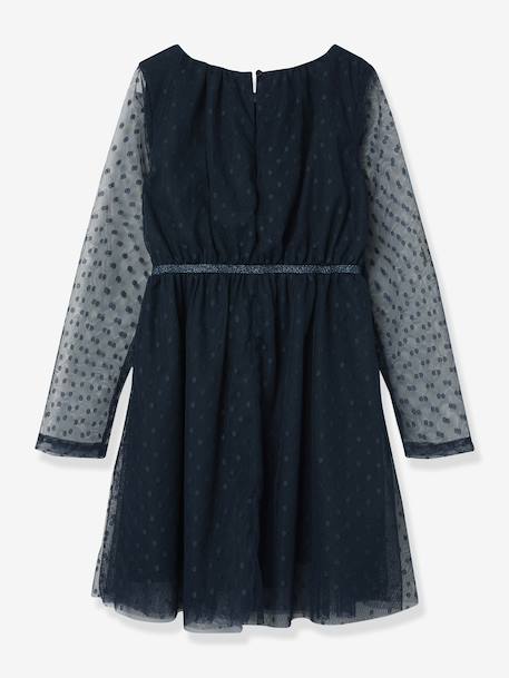 Robe de fête pour fille NKFVABOS NAME IT, tulle plumetis bleu foncé+bois de rose 2 - vertbaudet enfant 