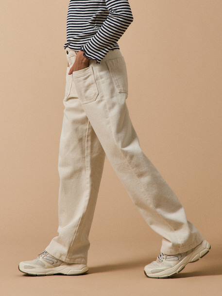 Pantalon droit fille en denim écru 4 - vertbaudet enfant 