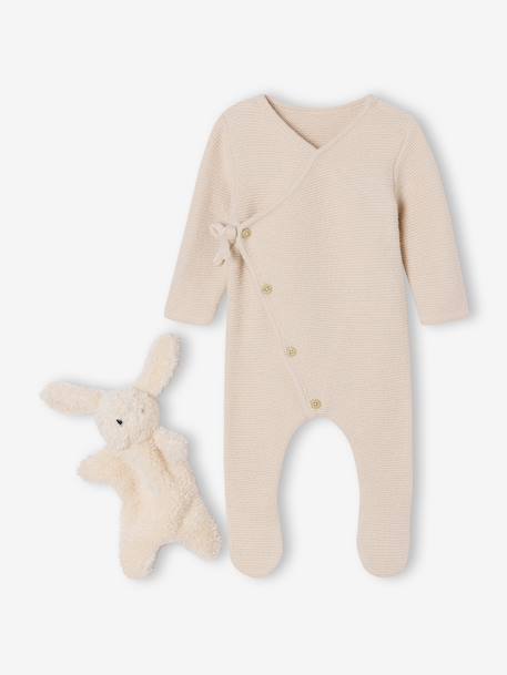 Ensemble naissance combinaison + doudou beige chiné 1 - vertbaudet enfant 