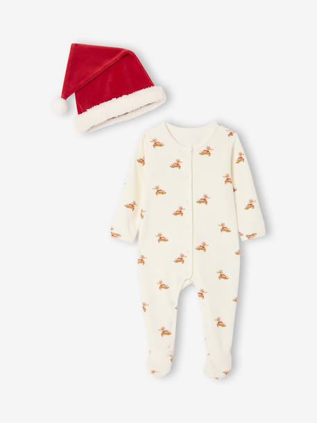 Ensemble bébé noël pyjama bonnet mixte capsule fratrie écru 6 - vertbaudet enfant 