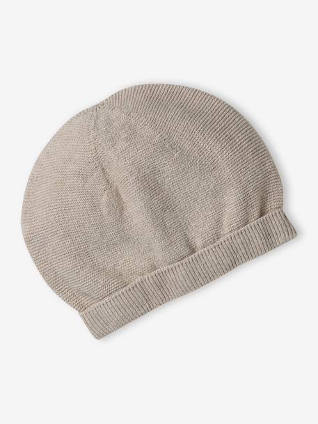 Ensemble naissance bonnet, moufles et chaussons et son pochon personnalisable beige chiné+blanc 2 - vertbaudet enfant 