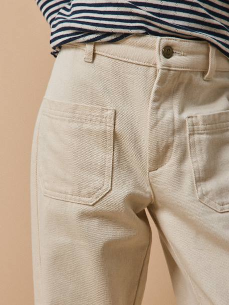 Pantalon droit fille en denim écru 3 - vertbaudet enfant 