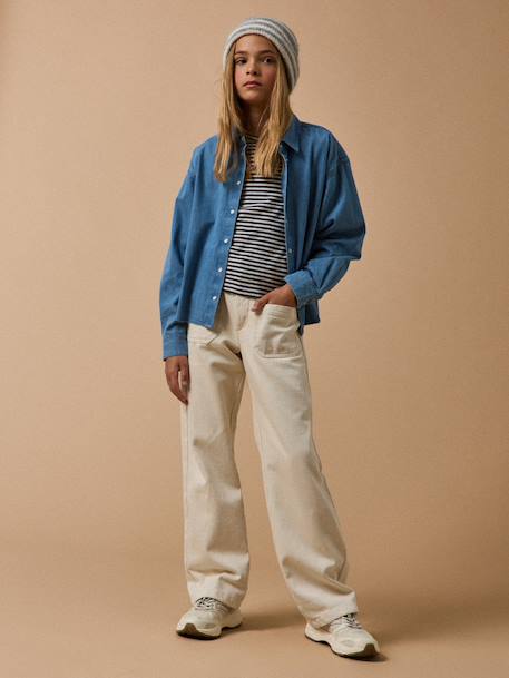 Pantalon droit fille en denim écru 5 - vertbaudet enfant 